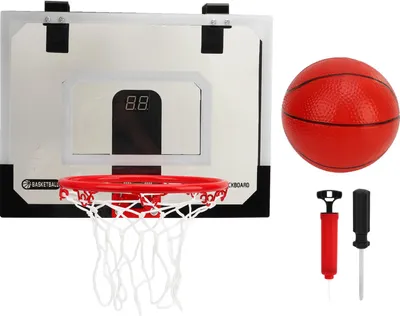 Produktbild von Indoor-Mini-Basketballkorb-Set für Kinder, Türreifen mit elektronischer Anzeigetafel, Ball-Luftpumpe, Raumwandmontage