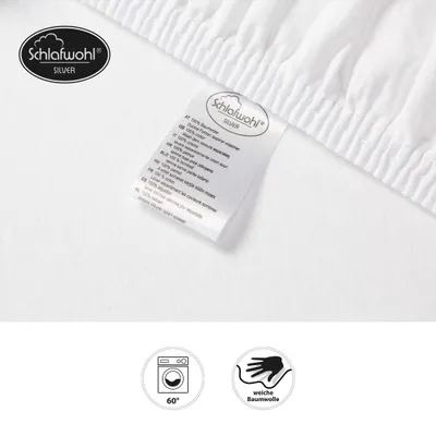 Produktbild von SCHLAFWOHL SILVER® Jersey Spannleintuch mit 30cm Steg - versch. Größen und Farben, Größe:160 x 200 cm, Farben:Silber