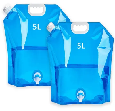 Produktbild von Faltbarer Wasserkanister Trinkwasserkanister - 5 Liter - 2er Set - Blau - BPA-frei - Für Camping und Angeln
