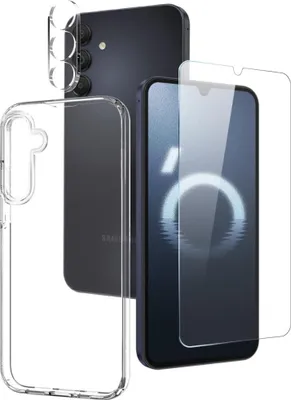 Produktbild von Samsung Galaxy A16 5G Hülle - NORTHJO 3-in-1 Kombi-Deal - Transparente TPU Hülle mit Panzerglas Displayschutz und Kamera Objektivschutz - Transparent