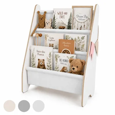 Immagine prodotto di MAMOI® libreria per bambini, libreria per la camera dei bambini, scaffale per libri, scaffale a parete, libreria per bambini, libreria per bambini, panca per libri in legno per bambini