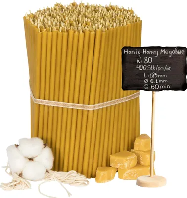 Image de 400 pcs. Bougies d'église en cire d'abeille "Miel" N80 - 2 Kg
