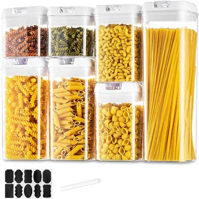 Obrázek produktu pro Sada 10 úložných nádob, kuchyňské boxy, vzduchotěsné nádoby na potraviny, vhodné pro těstoviny, cereálie, mouku, bez plastu, bez BPA