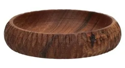Image de Bol Pomax, en bois d'acacia, couleur marron noisette, diamètre 12 cm, hauteur 2,5 cm