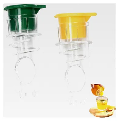 Produktbild von 2 Stück Zitronenpresse Set, Handpresse für Limetten und Zitronen, Ausgießer für Zitronensaft, für Zitronen, Orangen, handgehaltene Zitruspresse und Ausgießer (Grün + Gelb)
