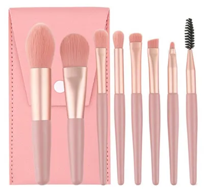Obrázek produktu pro 8dílná sada mini štětců na make-up, přenosná, ze syntetických vláken, s dřevěnou rukojetí, pro rozjasňovače, korektory a oční stíny