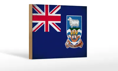 Produktbild von Holzschild Flagge FalklanSteckanschlussln 18x12cm Flag Vintage