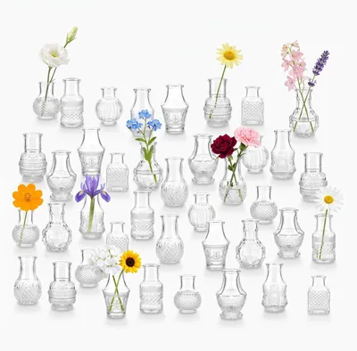40 kleine Glasvasen transparent für Tischdeko
