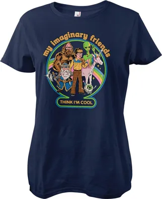 Produktbild von My Imaginary Friends Think I'm Cool Girly Tee - Medium - Navy