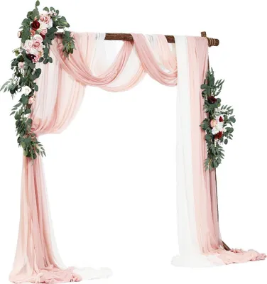 Image de Kit de fleurs artificielles pour arche de mariage rose avec 2 fleurs et 3 draperies
