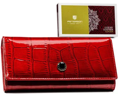 Obrázek produktu pro Peterson dámská peněženka RFID červená přírodní lakovaná kůže 18,5x9 cm