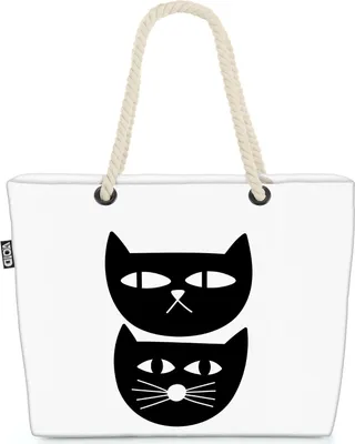 Produktbild von VOID Katzen Haustiere Cartoon Strandtasche Shopper 58x38x16cm 23L XXL Einkaufstasche Tasche Reisetasche Beach Bag