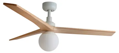 Produktbild von Energiespar Deckenventilator mit Beleuchtung und Fernbedienung Klim M Weiß-Eiche 125 cm