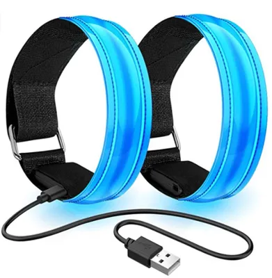 Produktbild von Led Armband Joggen, 2 Stück Leuchtband Reflektorband, Reflective Leucht Armbänder Lichtband Lauflicht Licht Reflektoren Kinder Reflektor für Laufen Joggen Radfahren Hundewandern Running