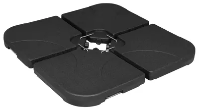 Image de Support de parasol - Base de parasol - 60 litres - Peut être rempli d'eau ou de sable - En HDPE et métal - Composé de 4 pièces - Noir