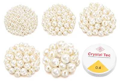 Image de Jeu de perles décoratives - 1000 pièces - Pour travaux manuels - Blanc