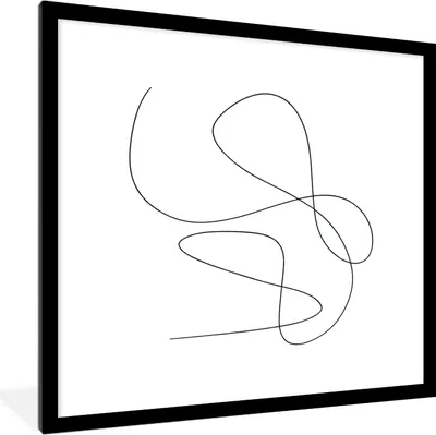 Produktbild von MuchoWow® Gerahmtes Poster Linienkunst - Minimalismus - Abstrakt 40x40 cm - Poster mit Schwarzem Bilderrahmen Wandposter Rahmen Foto Bilder - Poster - Plakat im Rahmen