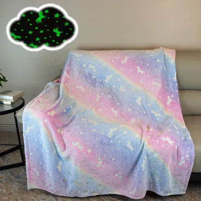 Immagine prodotto di Coperta in pile, 150 x 200 cm, motivo unicorno, in flanella, per bambini