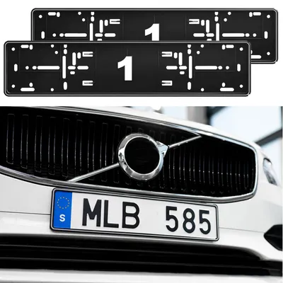 Immagine prodotto di 2 supporti per targa bianchi a strisce / Cornice premium lucida "ALTI GIRI" originale