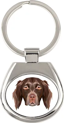 Obrázok produktu pre Münsterländer – geometrický prívesok na kľúče s fotografiou a nápisom Art-Dog