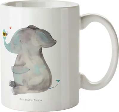 Produktbild von Mr. & Mrs. Panda Kindertasse Elefant Biene - Weiß - Geschenk, Kindergarten Becher, Jahrestag, Hochzeitsgeschenk, Kinderbecher, Plastikbecher, Liebe, Pott, Tiere