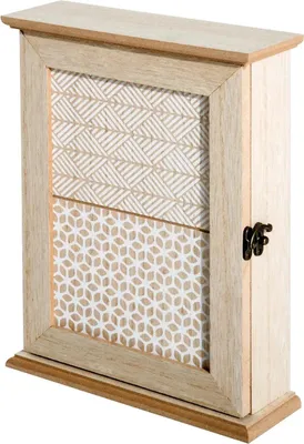 Produktbild von Schlüsselkasten aus Holz - Modell 850-074 - Wandmontage - MDF - 6 Haken - Vintage Stil - 20 x 6,5 x 26,5 cm