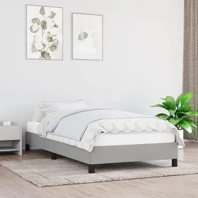 Productafbeelding van Bedframe zonder matras, lichtgrijs, 80x200 cm. Stofbedframe, bed met lattenbodem, platformbedframe. Eenvoudige montage, geschikt voor slaapkamer of logeerkamer