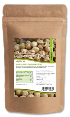 Produktbild von Mynatura Haselnusskerne blanchiert – im Beutel 1kg