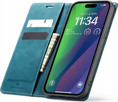 Immagine prodotto di SPACECASE Custodia flip a portafoglio per iPhone 15 Blu