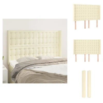 Produktbild von vidaXL Kopfteil mit Ohren Creme 147x16x118/128 cm Kunstleder -  Kopf- & Fußenden