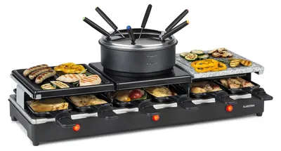 3-in-1 Raclette-Grill 1650 W, Natursteinplatte, für 12 Pers.