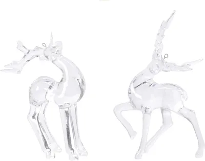 Produktbild von Christbaumschmuck Kunststoff Hirsch 13cm transparent, 1 Stück sortiert