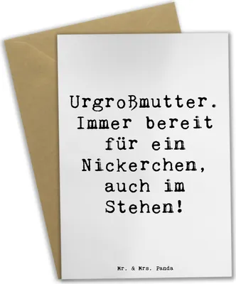 Produktbild von Mr. & Mrs. Panda Beileidskarte Spruch Urgroßmutter Nickerchen - Weiß - Geschenk, Ahnen, Weihnachten, Humorvolle Sprüche, Erinnerungen, hochzeitskarten, Familienmitglieder