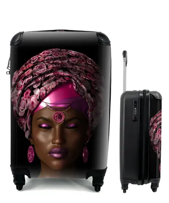 Produktbild von MuchoWow® Koffer Handgepäck Trolley Rollkoffer Kleine Reisekoffer mit 4 Rollen - Frauen - Accessoires - Rosa - Cabin Size < 55x40x23 cm & 55x40x20 cm - Fotokoffer - Kabinenkoffer - Boardgepäck - Reise-Box - Reisekoffer - Reisegepäck - Koffer mit Bild - Trolley für Kinder