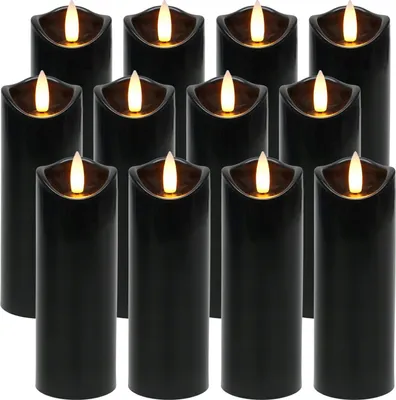 Immagine prodotto di Ruhhy 26382 Set di candele LED a batteria 15 cm, 12 pezzi, nero