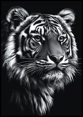 Produktbild von Plakat 70x100cm Tierporträt für das Wohnzimmer | Tiger 2 | Schwarz Weiß