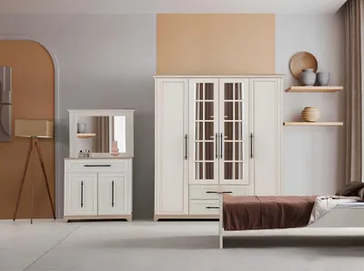 Produktbild von Stilvolle Schlafzimmer Möbel DesignerKleiderschrank Schminktisch