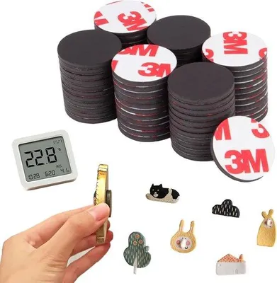 Produktbild von Selbstklebende Magnete für Haftverwendung, Magnettafeln, selbstklebende Magnettafeln, Magnethaftpads, starke selbstklebende Magnete, runde haftende Magnete, Küchenmagnete, Tischmagnete, 26 Stück