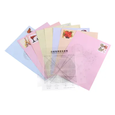 Produktbild von 8 Stück Quilling Muster Vorlage Set, 16 Designs, DIY Zeichnung Locating Papier, Handwerksdekoration Werkzeug