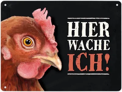 Produktbild von Hier wache ich! Metallschild XL mit Huhn Motiv Schild Blechschild Emailleschild