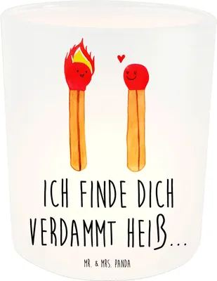 Produktbild von Mr. & Mrs. Panda Windlicht aus Glas Streichhölzer - Transparent - Geschenk, Liebesbeweis, Freundin, Teelichthalter, Liebesgeschenk, Kerzenhalter, glaswindlicht