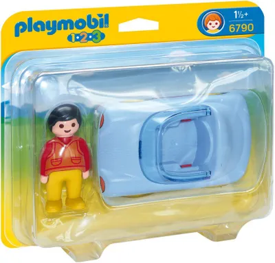 Produktbild von PLAYMOBIL 1.2.3 – Cabrio, Rennstrecke und Spielset für Spielzeugautos, 20,1 x 5,5 x 18,2 cm, (6790) PLAYMOBIL