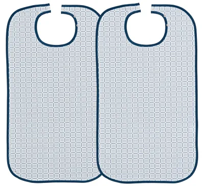 Produktbild von 2er Set Erwachsenen-Lätzchen 100% Polyester, weiß/blau