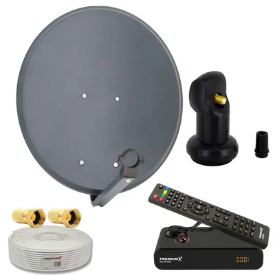 Produktbild von PremiumX SAT Anlage 80cm Antenne Single LNB Kabel F-Stecker Receiver