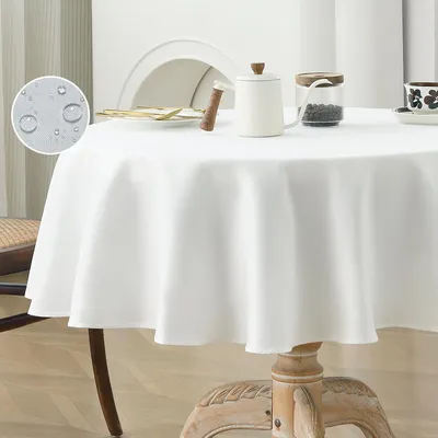 Obrázok produktu pre Okrúhla obrus, priemer 140 cm, umývateľná, vhodná na vonkajšie použitie, biela