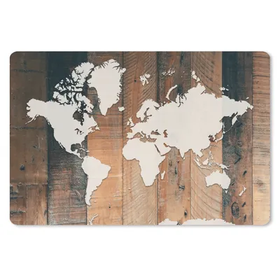 Produktbild von MuchoWow® Schreibtischunterlage Weltkarte - Holz - Weiß 60x40 cm - XXL Mauspad - Großes Mauspad