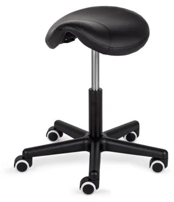 Produktbild von Habys Rollhocker Lumo | Sattelhocker, Arbeitshocker, Drehstuhl, Drehhocker, Kosmetikhocker, Praxishocker, Bürohocker | Höhenverstellbar | Schwarz