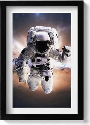 Produktbild von Astronaut im Weltraum– Wandbild mit Rahmen – Gerahmtes Bild  – Wanddekoration – 20x30 cm – Schwarz