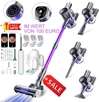 Produktbild von 2026 80000PA/680W Starke Saugleistung SmartAI Staubsauger Kabellos,8-in-1 Staubsauger , Smartes Touch Display,Sauger mit Luftfilter, für Tierhaare