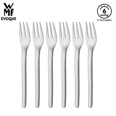 Produktbild von WMF Evoque Kuchengabel set, 6 tlg, , 15,9 cm, Cromargan Edelstahl 18/10 mattiert, spülmaschinengeeignet, ergonomisch, Bestecksets, besteck